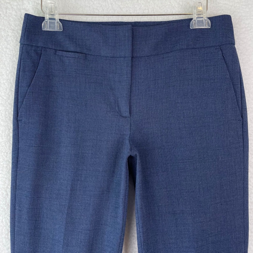 Ann Taylor LOFT Julie Blue Textured Linen Blend Straight Leg Dress Pants Size 6